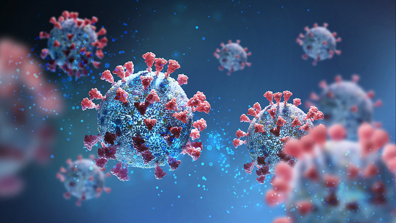 3D渲染写实风格微观视角新冠病毒变异毒株插图图片下载