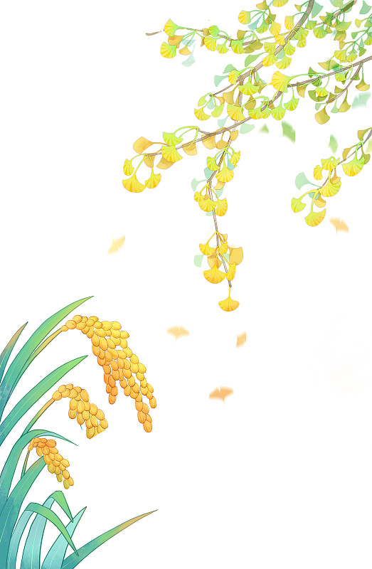 秋天节气丰收贴秋膘黄叶国风美食图片素材