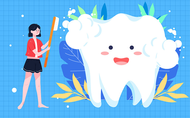 国际爱牙日刷牙插画牙齿健康口腔清洁海报图片