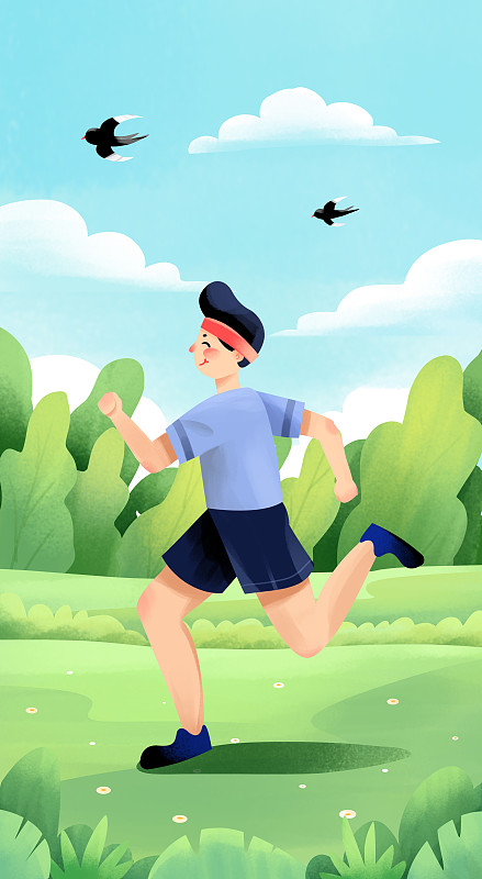 健康减肥瘦身跑步插画图片
