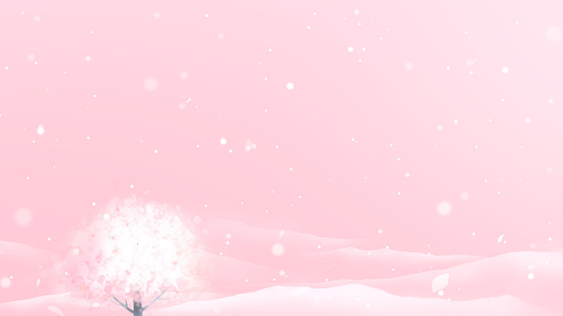 粉色唯美朦胧春季少女心插画背景，山前一棵樱花树下载