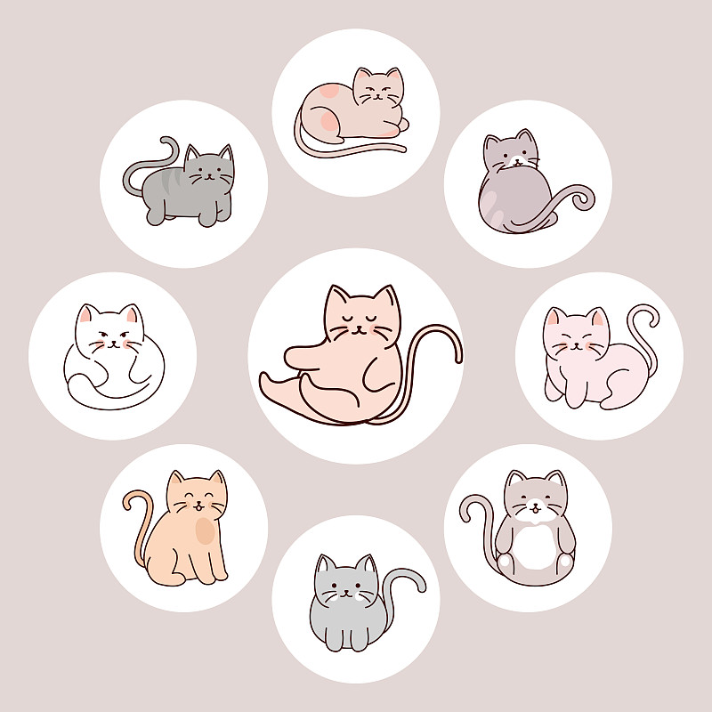 集可爱的猫插画图片
