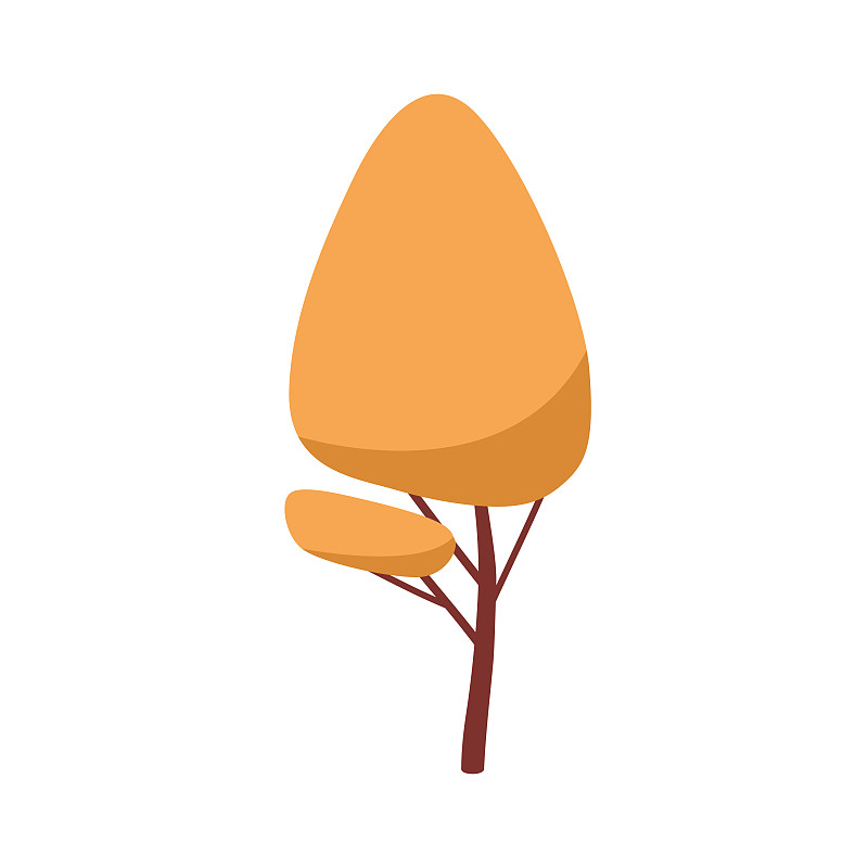 树冠和树干呈橙色的森林落叶树种插画图片