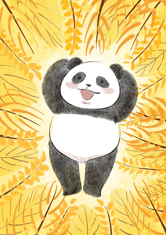 快乐熊猫插画图片
