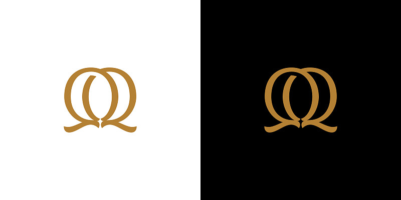 现代豪华的字母qq首字母标志设计插画图片