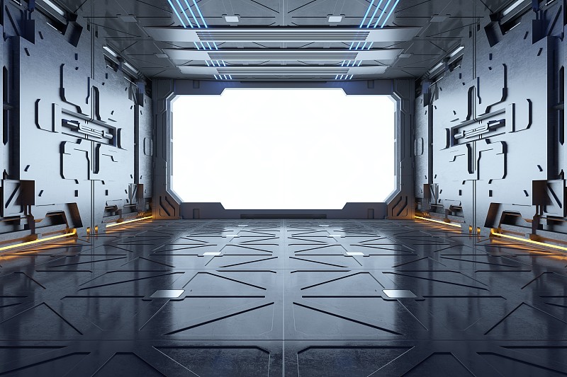三维渲染科幻太空舱室内场景图片下载