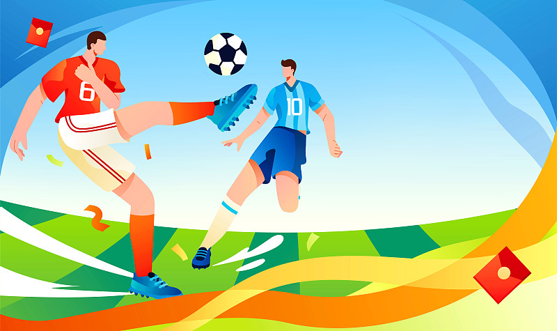 世界杯足球竞赛矢量分层插画下载