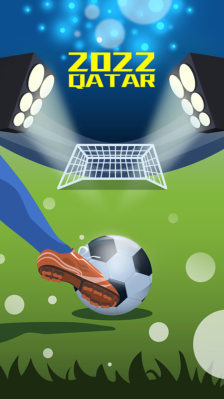 世界杯足球比赛卡塔尔2022年赛场球鞋运动员球将点球图片下载