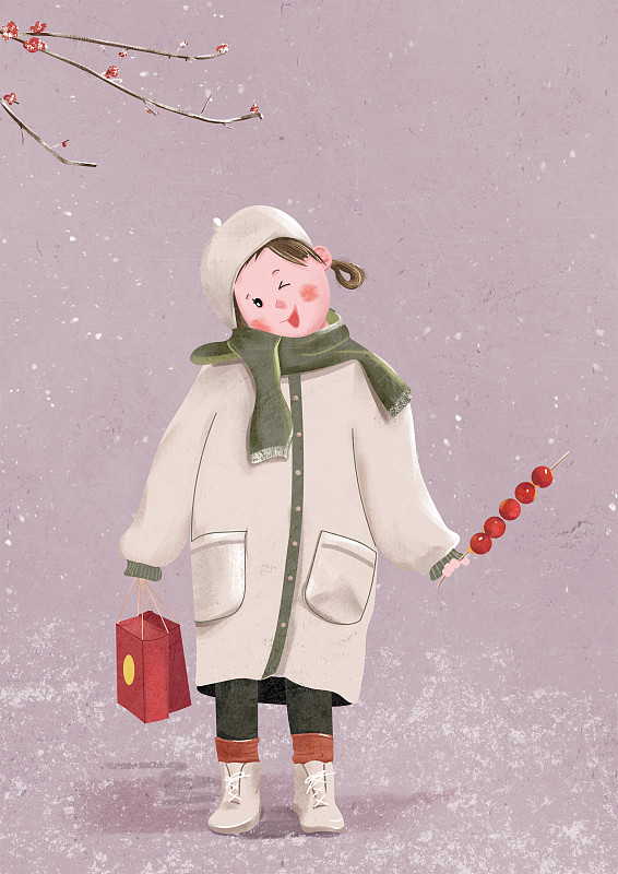冬天拿着糖葫芦的小女孩图片下载