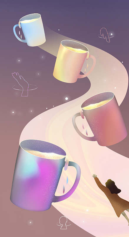 梦幻咖啡杯插画下载