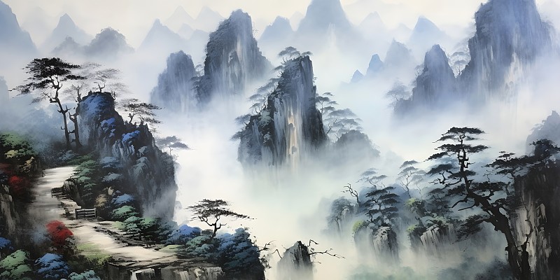 中国画国风水墨山水图片下载