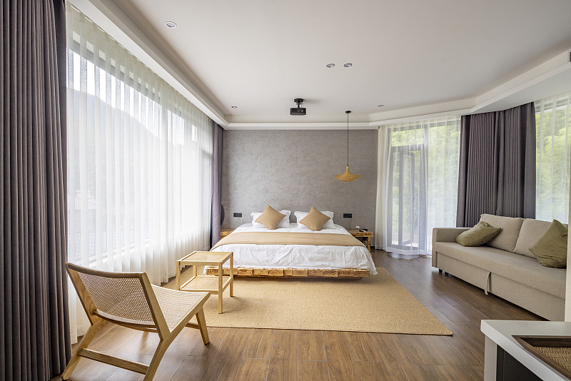 现代豪华装修风格的卧室民宿客房图片下载