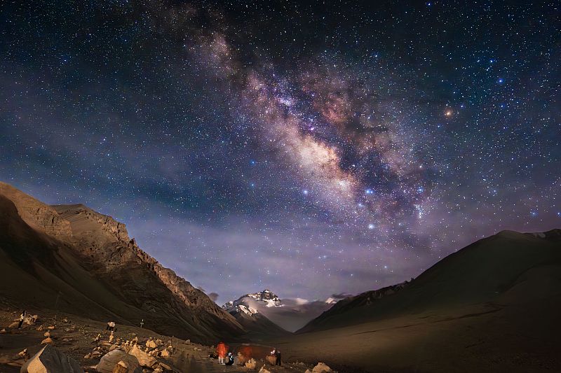 珠峰大本营的银河星空图片下载