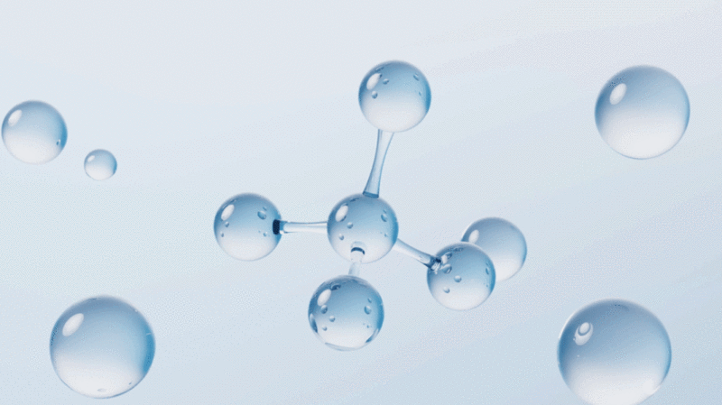 蓝色透明分子与水珠3D渲染插画下载