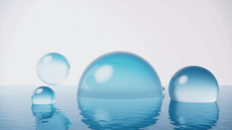 透明球体与水面3D渲染图片下载