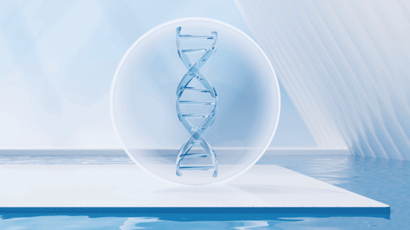 水面上的DNA结构生物科技概念动画图片下载