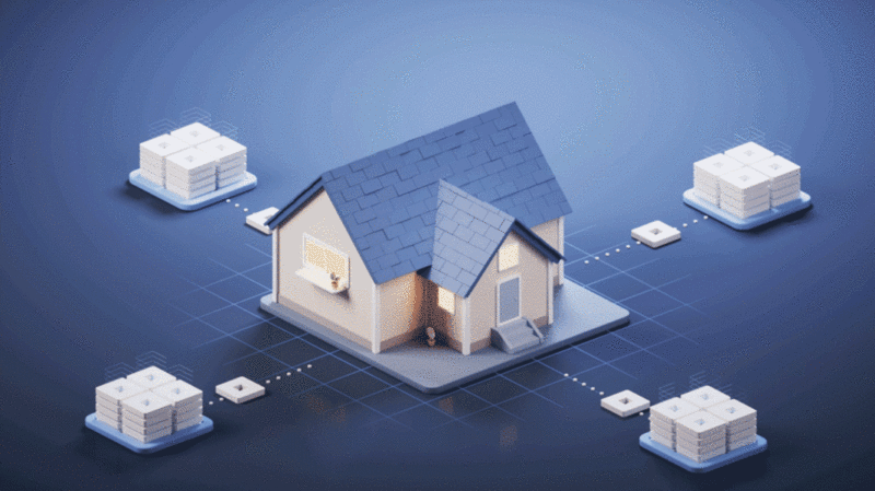房屋与远程控制概念3D渲染插画下载