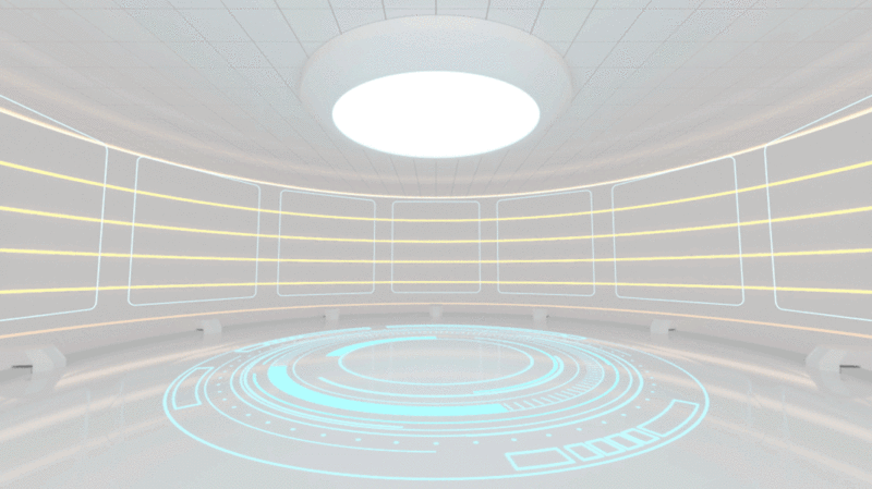 科幻圆形白色室内空间3D渲染图片下载