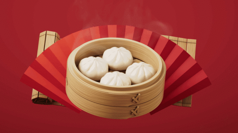 中国传统美食蒸包子3D渲染图片下载