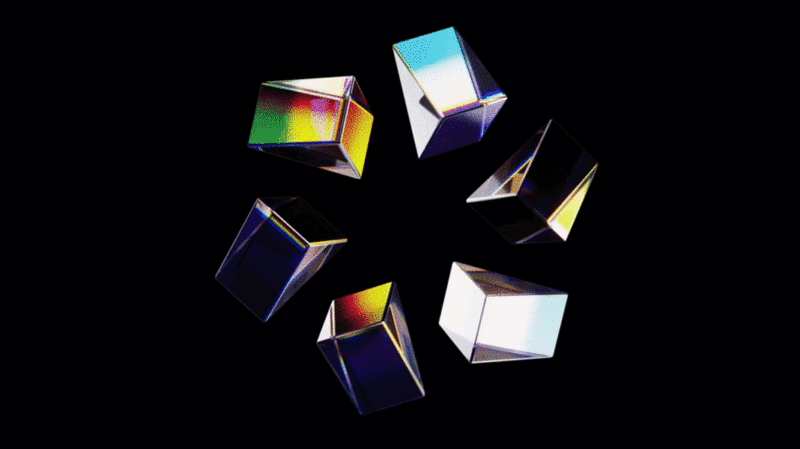多彩玻璃几何体3D渲染图片下载