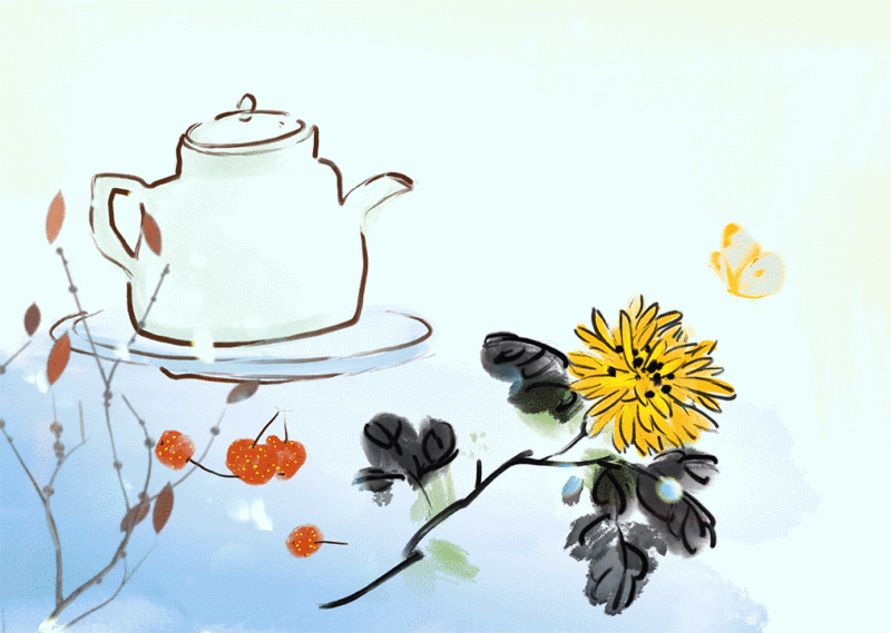 茶叶，茶具，茶壶，茶文化，禅茶一味清新自然高雅艺术水墨动画视频插画下载
