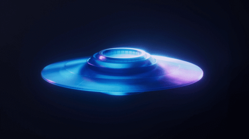 飞碟UFO与霓虹灯光效果循环动画3D渲染图片下载