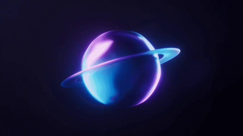 星球与霓虹灯光效果3D渲染图片下载