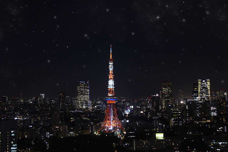 东京塔和摩天大楼夜景图片下载