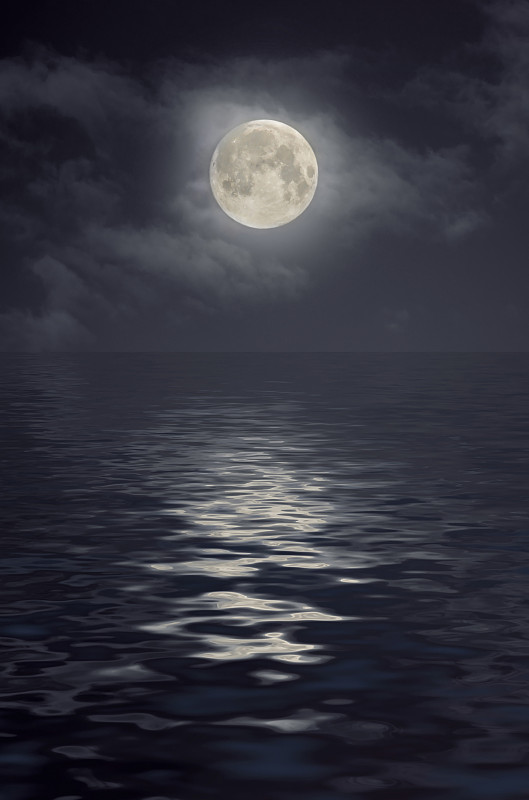 月亮下的海洋图片下载