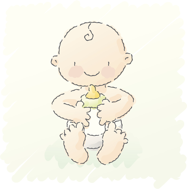 涂鸦:宝宝拿着奶瓶图片素材