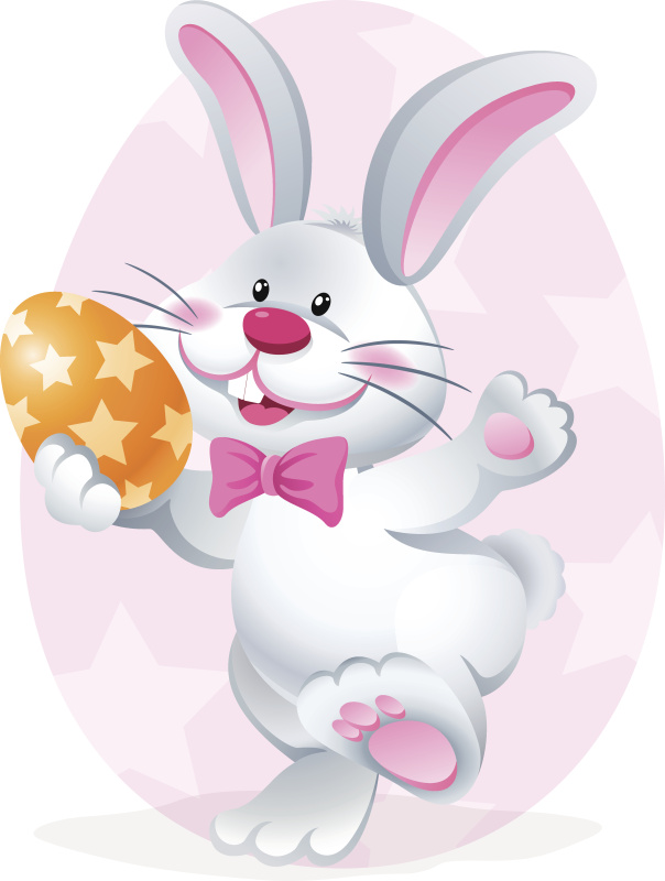 卡通复活节兔子拿着复活节蛋图片下载