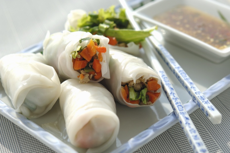 越南春卷猪肉蔬菜馅图片素材