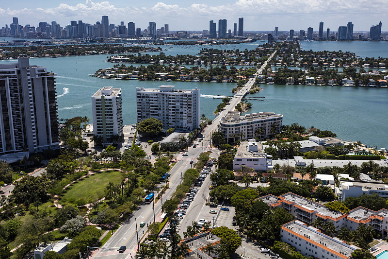 鸟瞰图向西看市中心迈阿密图片下载
