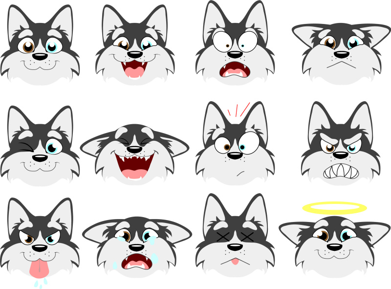 哈士奇狗的表情符号图片素材