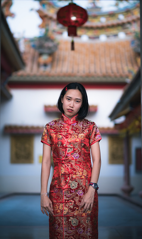 亚洲女孩，中国新年图片素材