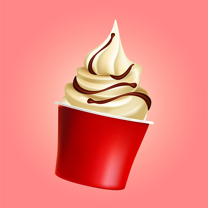 白冰淇淋红杯巧克力酱图片下载