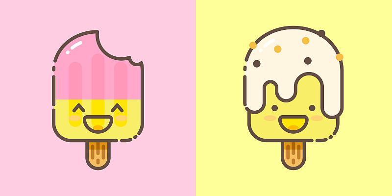 卡哇伊水果冰淇淋和冰棒图片素材
