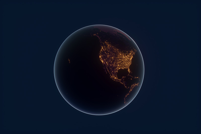 夜晚的地球,3d渲染图片下载