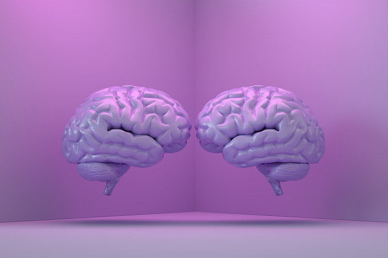 大脑，人工智能概念，霓虹灯图片下载