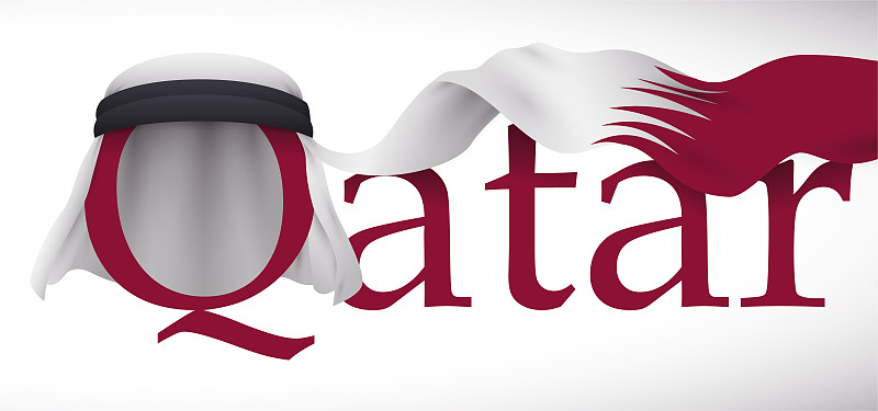 卡塔尔标志装饰与Keffiyeh转换为国旗图片下载