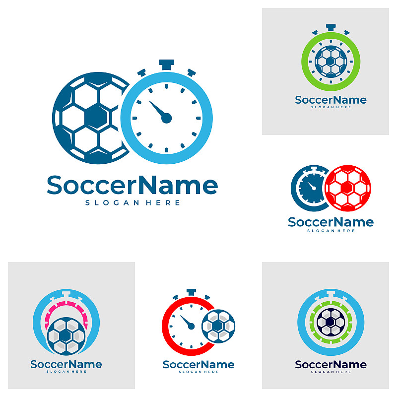 集合时间足球标志模板，足球标志设计矢量图片下载