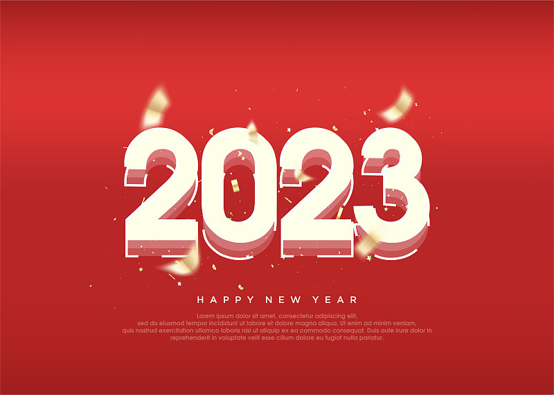 3d 2023年新年快乐，现代海报横幅问候。图片下载