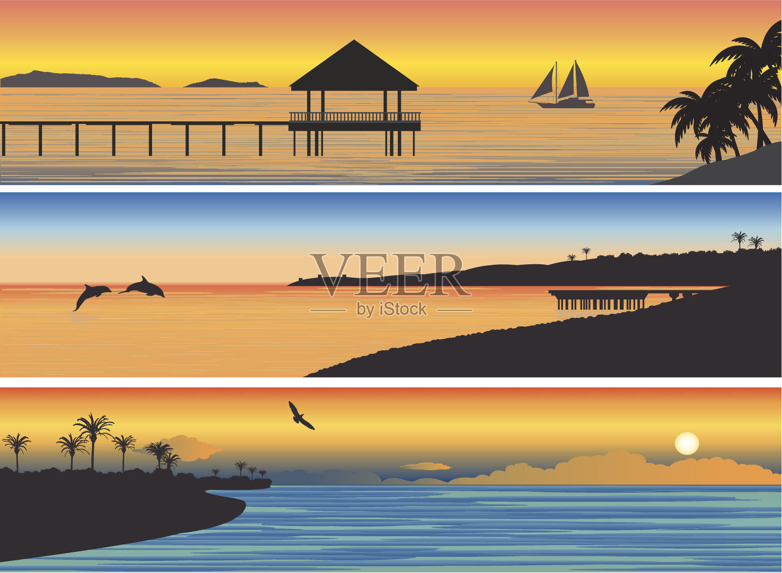 热带岛屿插画图片素材