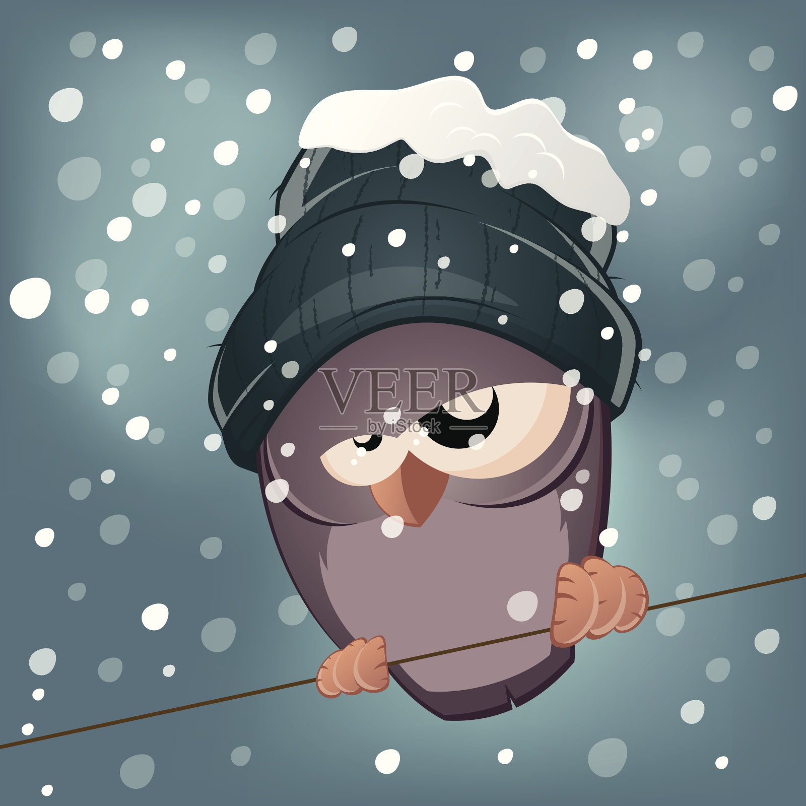 冬天里阴沉的鸟插画图片素材