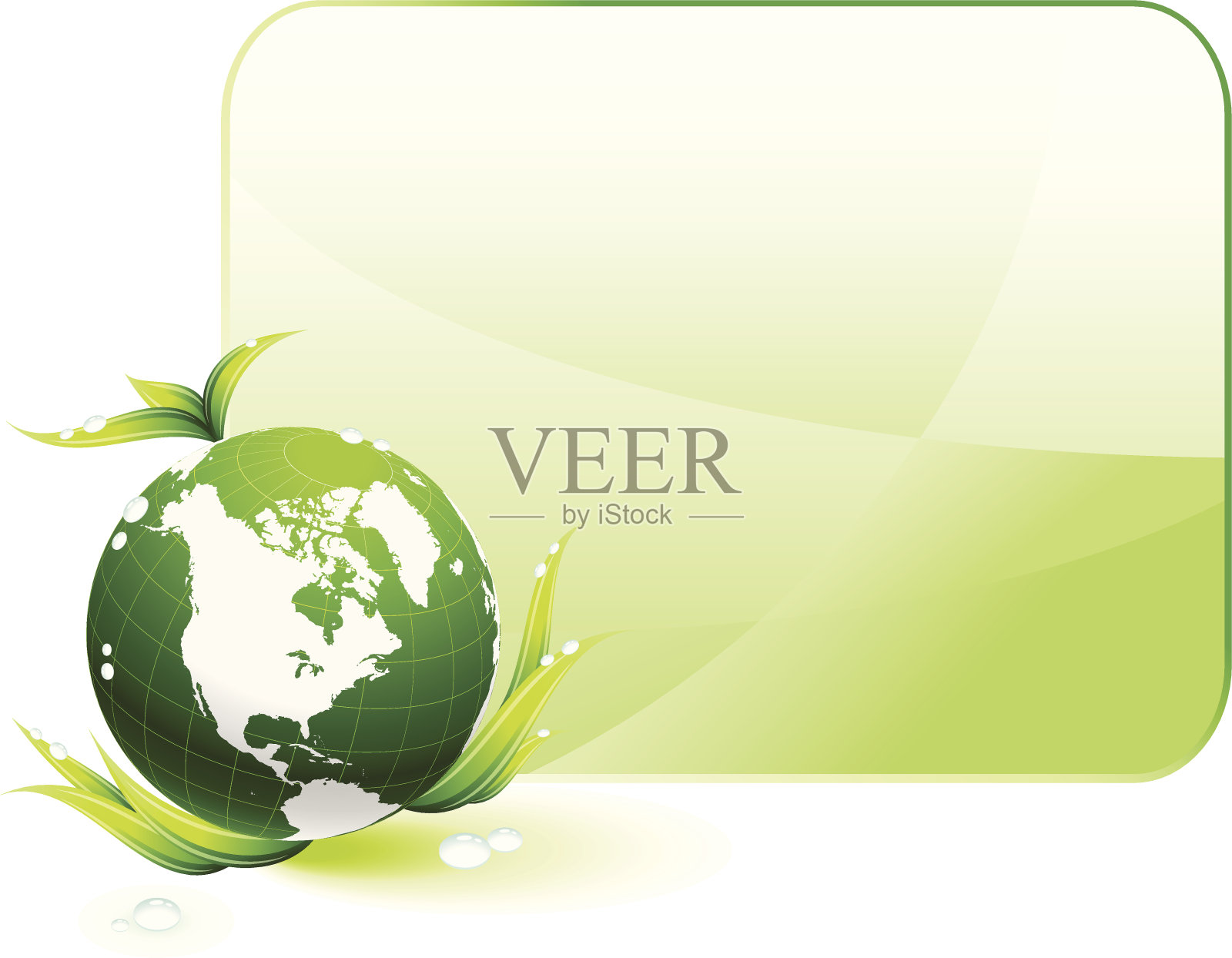 绿色的地球和树叶在互联网的背景插画图片素材