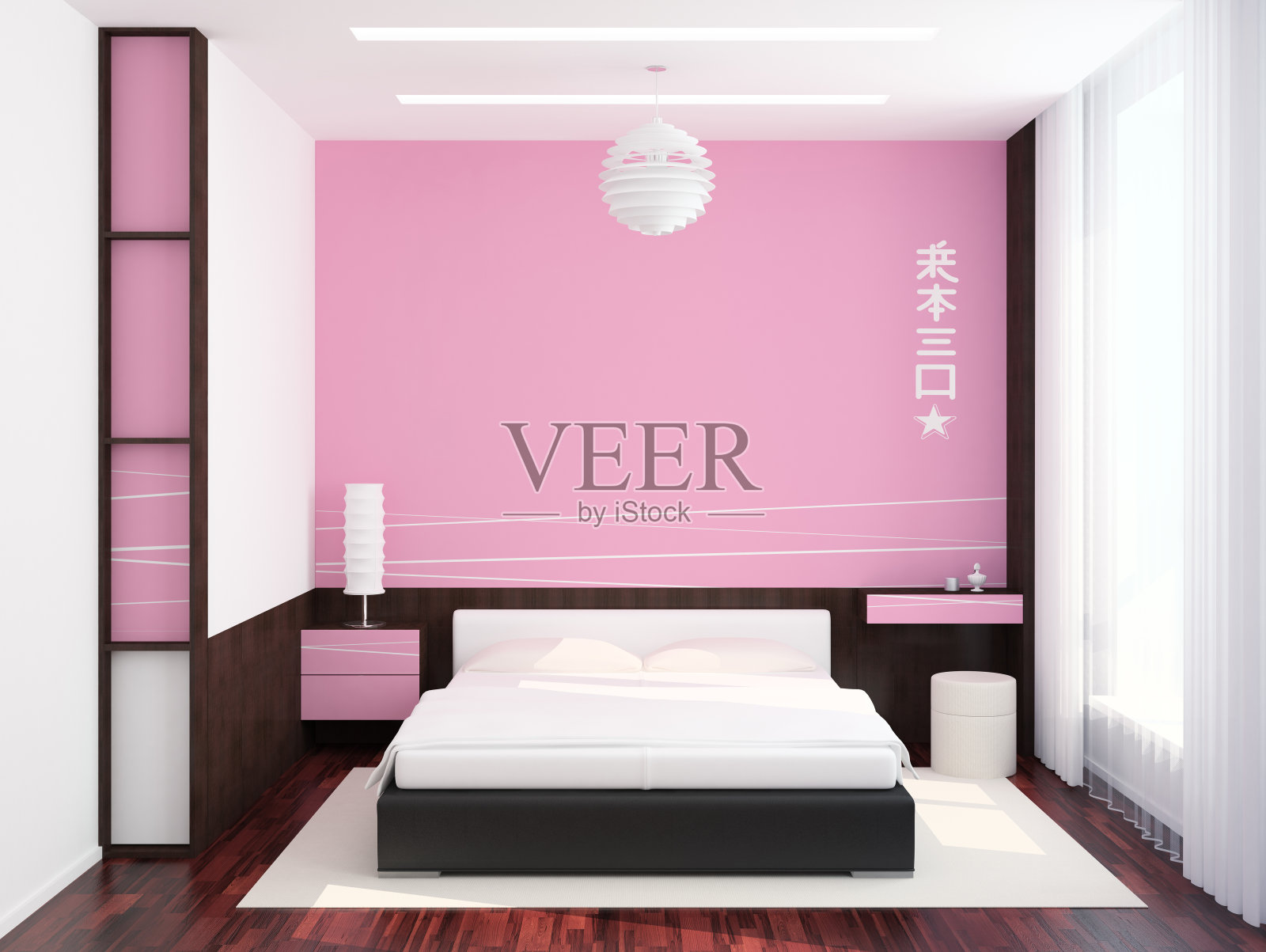 卧室里粉红色的墙插画图片素材