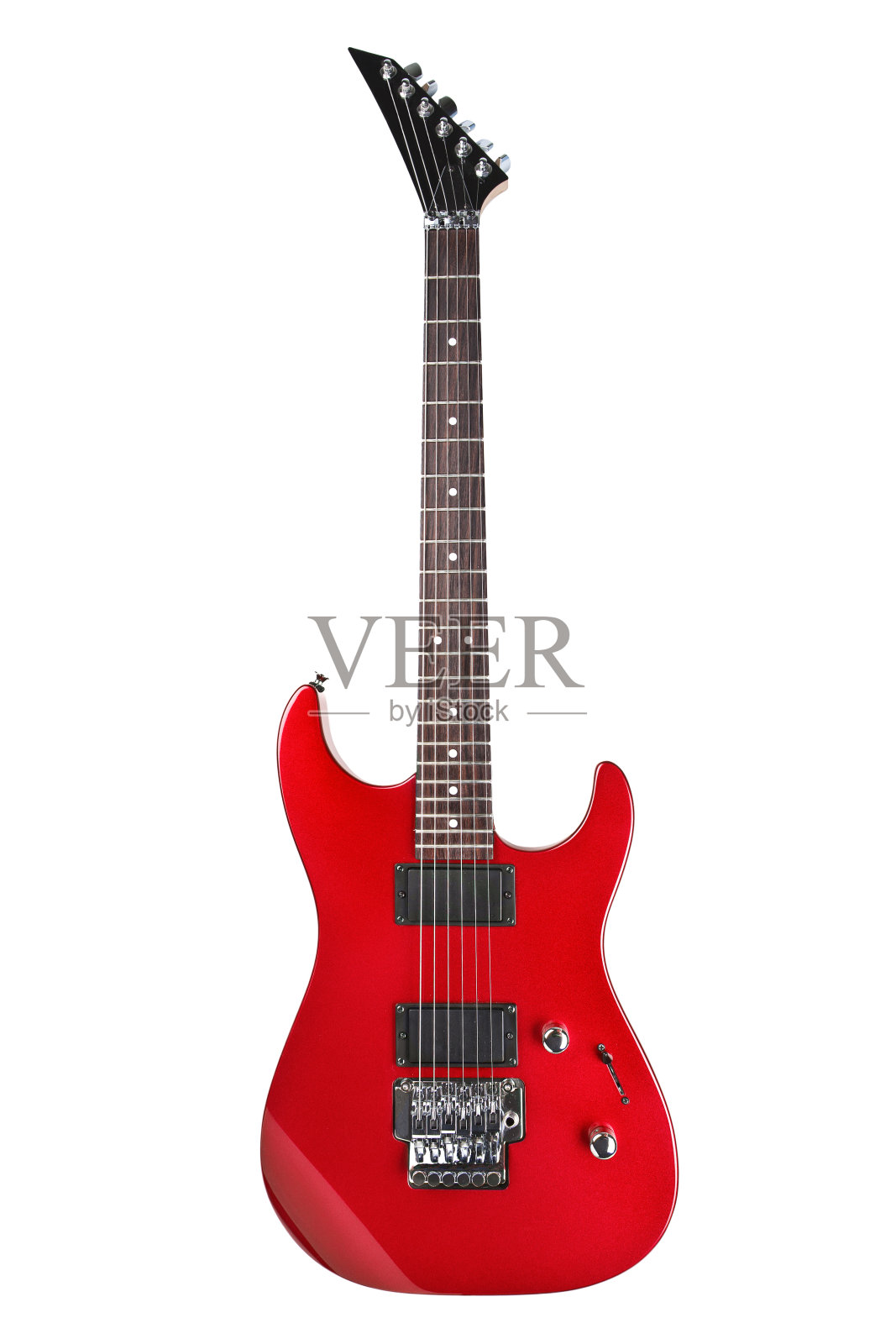 白色背景上的红色电吉他照片摄影图片