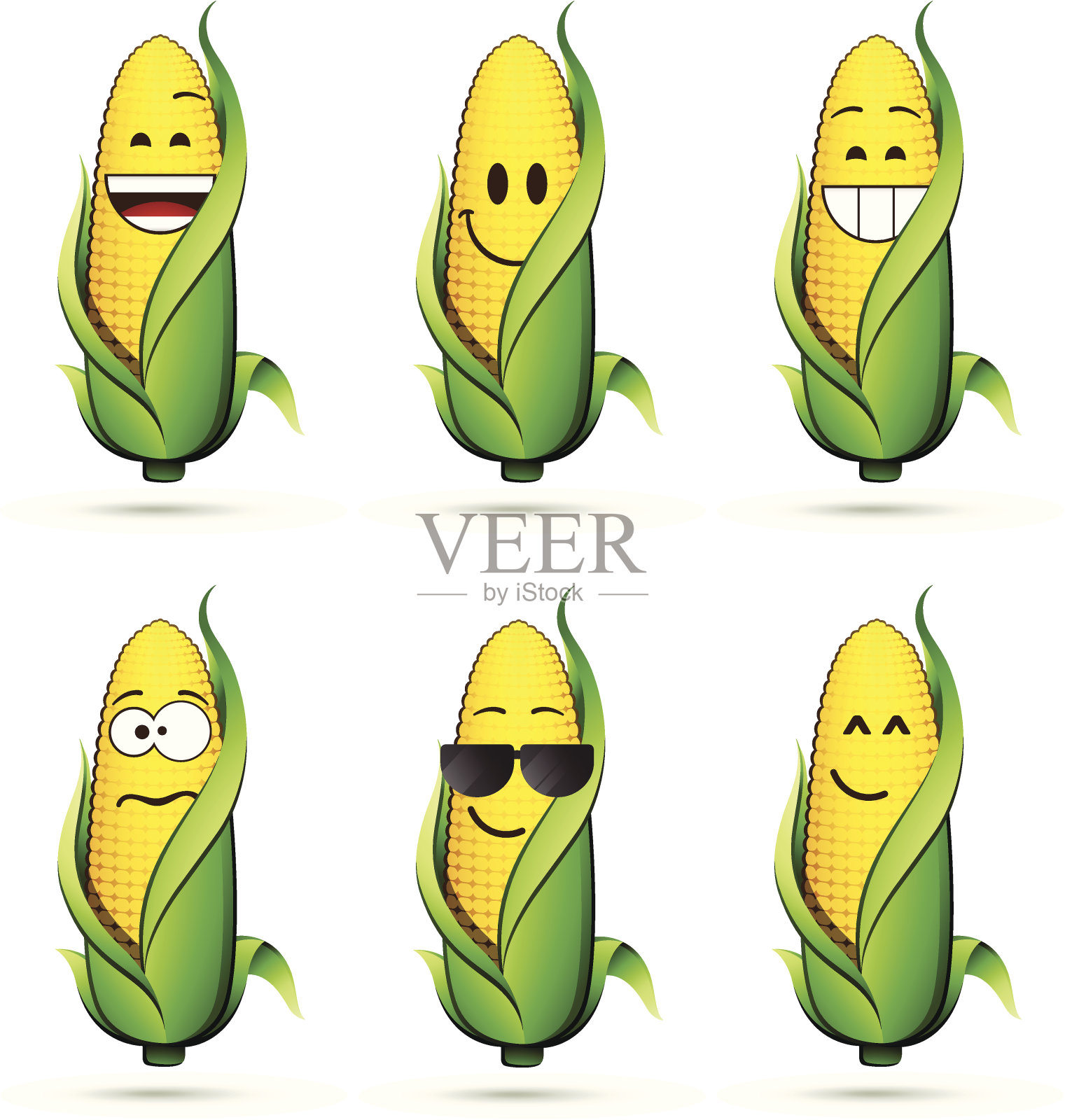 玉米芯上的性状插画图片素材