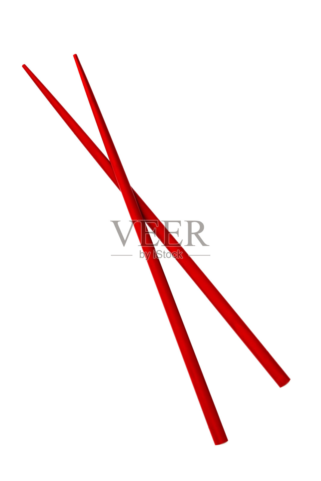 两根红色的筷子在白色的背景上交叉照片摄影图片