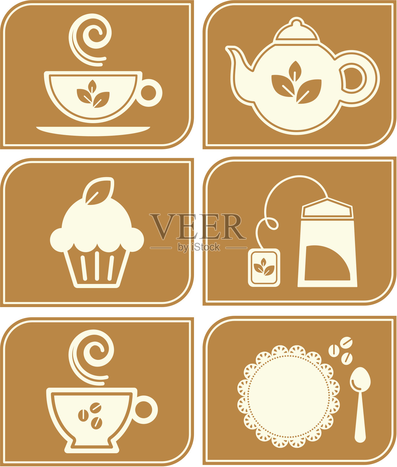 茶/咖啡相关的图标设置图标素材